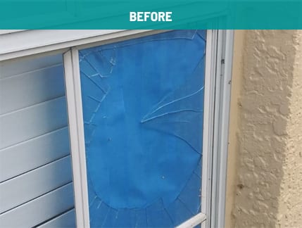 Before Window Glass replacement Melbourne FL